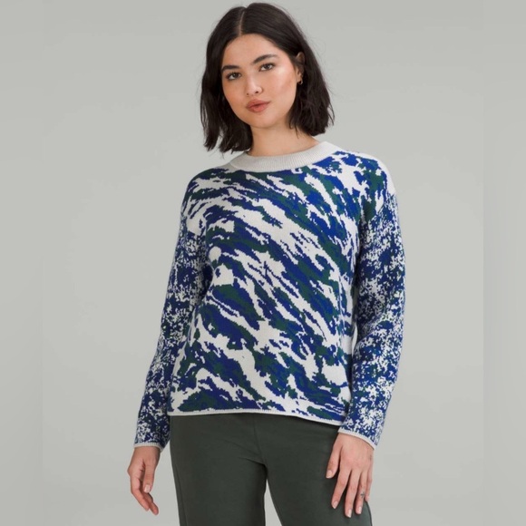 Lululemon Wool-Blend Patterned Sweater Vapor / Psychic / Green Jasper W3GLSS - Picture 1 of 11